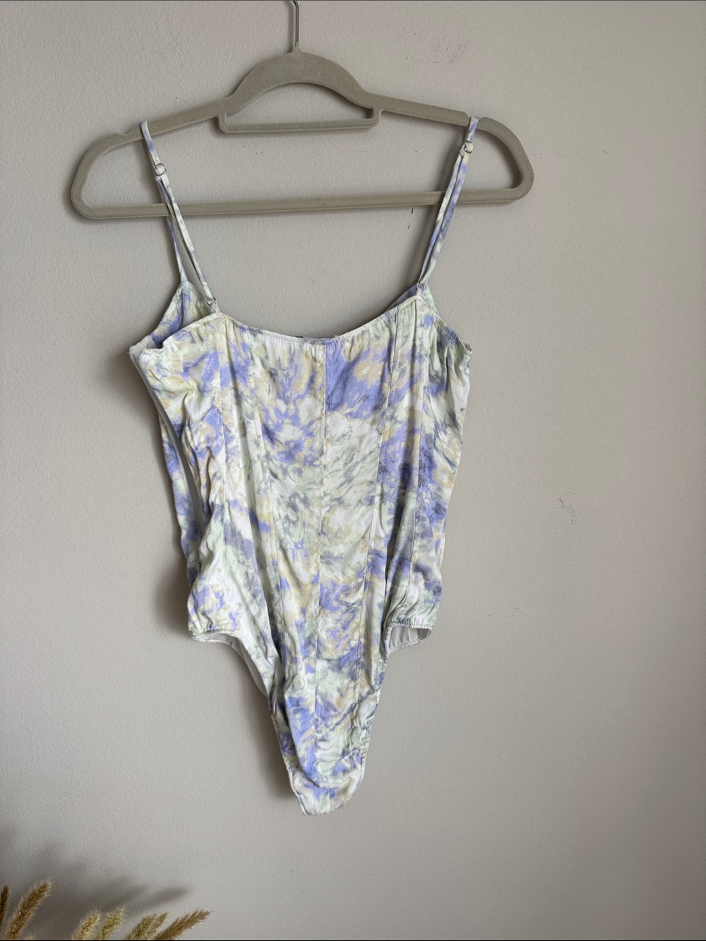 Zara Tie Dye Corset Bodysuit Size M Pastel Lavender Blue Sleeveless - Picture 8 of 11